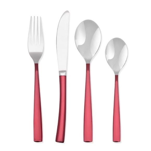 Hampton Forge Signature Argentum Red Enamel 4 Piece Silverware Cutlery Set *NEW* - Picture 2 of 3